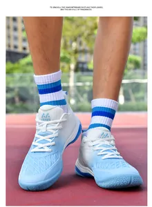 Chaussures de badminton professionnelles avec dégradé bleu et semelle durable