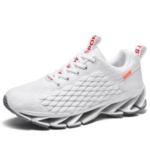 Zapatillas de Cuchilla para Hombre Flyknit Malla Transpirable Zapatos Deportivos Textura Escamas de Pescado Moda Casual Zapatos de Correr para Exterior Diario