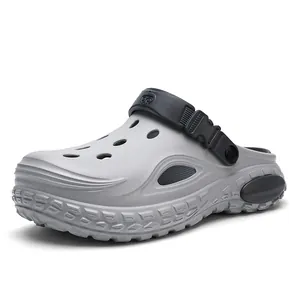 Zuecos con plataforma grises unisex cómodos de material EVA transpirable con correa ajustable