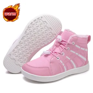 Children Warm Snow Boots Winter Mid-Top Thickened Velvet Lining Wide Toe Waterproof Outdoor Cotton Shoes Anti-Slip Boots
