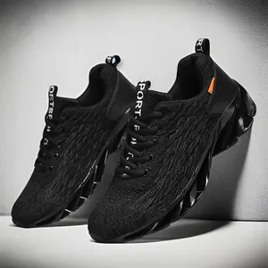 Men's Running Shoes Breathable Fly-knit Mesh Casual Fashion Blade Sole Sneakers Lightweight Sports Walking Shoes for Men