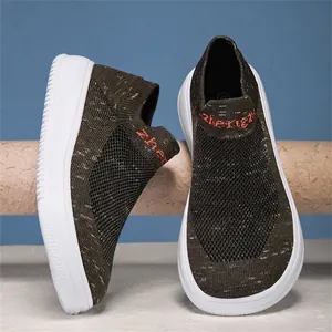 Breathable flyknit slip-on sneakers featuring a wide toe box design for extra comfort.