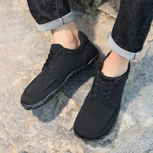Black breathable mesh barefoot shoes with wide toe box for outdoor hiking and walking