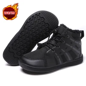 Children's mid-top fleece-lined snow boots featuring warm lining and non-slip rubber sole