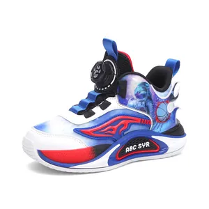 Lightweight boys' breathable mesh basketball shoes with quick-lace dial and astronaut motif