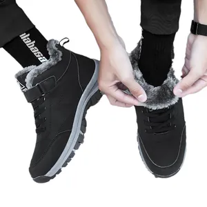 Men's and women's warm fleece-lined high-top winter cotton boots for outdoor casual walking