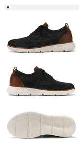Detail view of breathable mesh business casual shoes with Brogue style accents for men