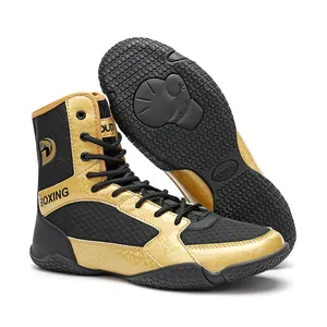 Professional High Top Boxing Wrestling Shoes For Men Women Breathable Synthetic Leather Mesh Indoor Training Combat Sneakers