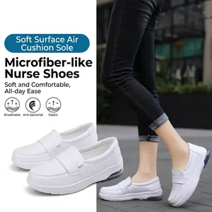 Women's Comfortable Air Cushion Nurse Shoes Microfiber Synthetic Leather Non-slip Slip-on Loafers For Hospital Work Office Casual Flats