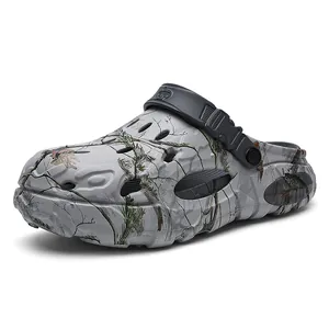 Professional men's camouflage EVA clog sandals with thick sole and adjustable heel strap