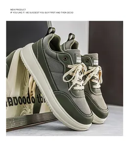 Detailed profile view of breathable olive green wide-toe box casual sneakers