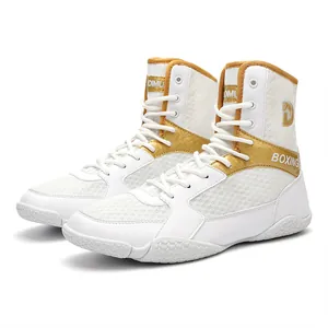 Professional high-top breathable boxing shoes for indoor training and wrestling