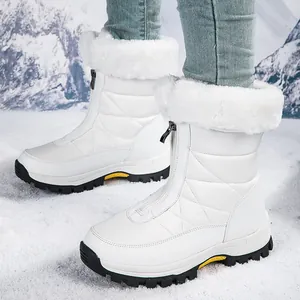 Stivali da Neve Impermeabili da Donna Foderati in Pelliccia Sintetica Caldi Scarpe da Sci all'aperto Invernali Suola Spessa Antiscivolo Stivali Casual