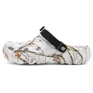 Breathable camo print clogs for men with adjustable backstrap for outdoor beach leisure wear