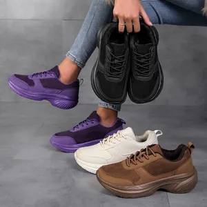 Stylish thick-sole sneakers for women with warm plush lining, available in various colors