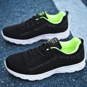Men Lightweight Breathable Running Shoes Fly-knit Upper EVA Sole Non-slip Casual Sneakers Outdoor Sports Fashion Footwear