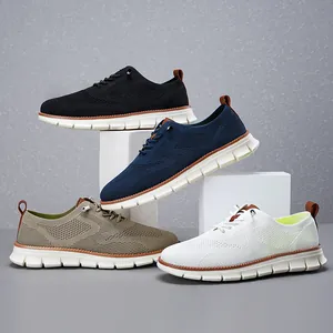 Breathable mesh sneakers for men and women shown in black, blue, khaki and white