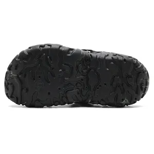 Black breathable beach clogs with soft sole and topographic anti-slip pattern size 41