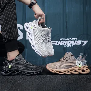Men's stylish breathable casual athletic sneakers featuring unique hollow wave sole design