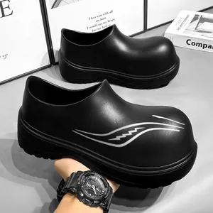 Zapatos de chef profesionales negros antideslizantes con suela gruesa de cocina