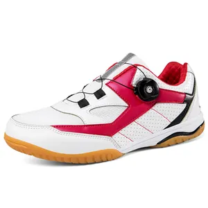 Chaussures de Tennis de Table Professionnelles pour Enfants Baskets de Sport Respirantes en Maille Fly-Knit Avec Boucle Rotative Semelle en TPU Antidérapante
