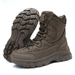 Strapazierfähige braune taktische Militärstiefel für Herren, Outdoor-Wandern und Kampfstil