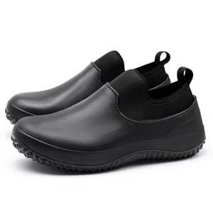 Chaussures de cuisine professionnelles en EVA noir imperméable avec col néoprène souple