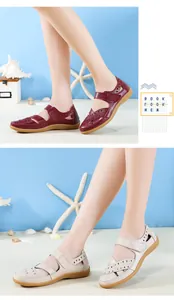 Bequeme Damen-Ledersandalen mit Lochmuster in Weinrot und Beige für den Alltag.