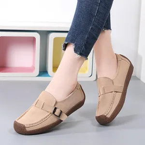 Mocassini Piatti in Camoscio da Donna Scarpe Casual Senza Lacci Con Fibbia Antiscivolo Mocassini Comodi Quotidiani per Donna