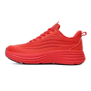 Chaussures de course pour hommes rouge vif, légères et respirantes avec semelle amortissante