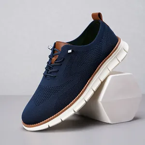 Men Mesh Breathable Sneakers British Style Casual Running Shoes Large Size Lightweight Non-slip Athletic Walking Shoes