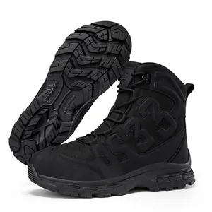 Wasserdichte halbhohe Herren-Trekkingstiefel in Schwarz, robust mit rutschfester Sohle