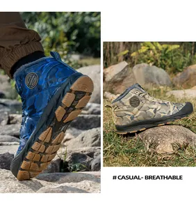 Outdoor men's waterproof camouflage snow boots with warm lining and durable sole