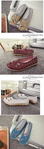 Detailansicht der verschiedenen Farben dieser sommerlichen, hohlen Damen-Bequemschuhe.