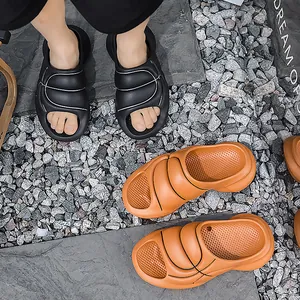 Comfortable men's thick sole EVA slides with cloud-feel cushioning for outdoor wear