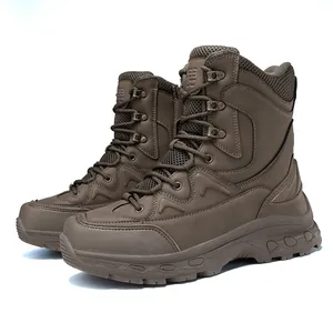 Langlebige braune taktische Kampfstiefel mit Mesh-Einsätzen für Wanderungen