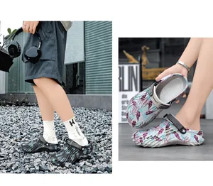Detailed view of lightweight summer clogs for men featuring stylish floral patterns
