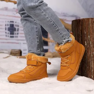 Botas de nieve cálidas para niños con forro de piel sintética y suelas de goma duraderas