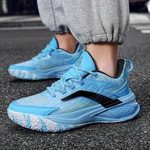 Men's mid-top basketball sneakers in sky blue for outdoor training and athletics
