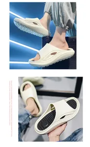 Detailed view of off-white thick-sole sports slides featuring breathable side cutouts