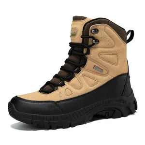 High-top waterproof tactical hiking boots with non-slip soles for outdoor training