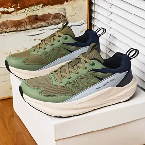 Chaussures de sport vertes avec amorti, baskets tendance pour la course à pied