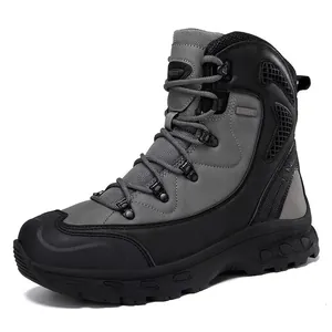 Bottes Tactiques pour Hommes Chaussures de Randonnée en Plein Air Alpinisme Mi-Hautes Résistantes à l'Usure Semelle en Caoutchouc Tissu Oxford