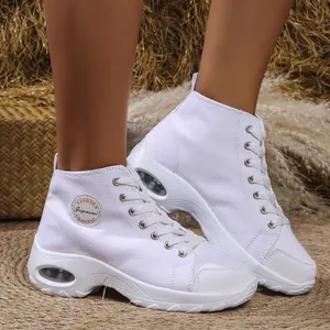 Sneakers alte in tela con zeppa e ammortizzazione ad aria per donna