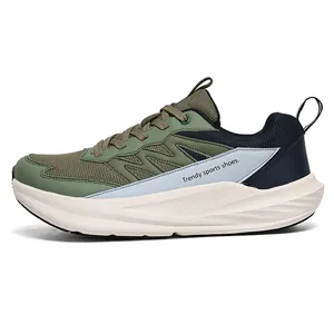 Chaussures de course à bout large vert et blanc pour hommes et femmes baskets sport