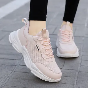 Sneakers da Donna in Mesh Traspirante Casual Plateau Stringate Scarpe Sportive Leggere Rialzanti Moda Quotidiana Scarpe da Passeggio
