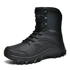 Men's Tactical Combat Boots Oxford Fabric Breathable Non-slip High-top Military Outdoor Hiking Training Shoes Adhesive Shoes