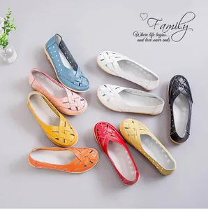 Detailed view of women's hollow-out loafers in multiple colors for summer comfort