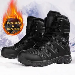 Stivali da Esterno Invernali da Uomo High-Top Foderati in Pile Caldi Scarpe da Trekking Tattiche Antiscivolo