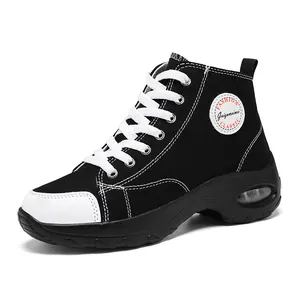 Sneaker in Tela Alta da Donna con Cuscino d'Aria Platform Scarpe Casual Traspiranti Sneaker alla Moda Tinta Unita per Camminata Quotidiana
